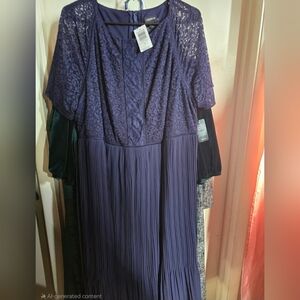 Torrid Deep Blue Lace Pleated Dress